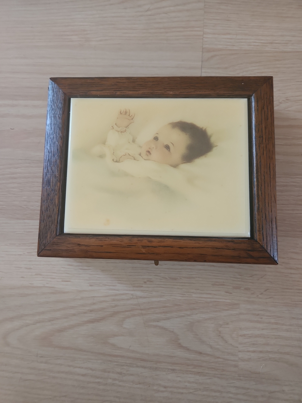 BessiePeaseGutmann Wood Framed Decorative Music Box with Baby